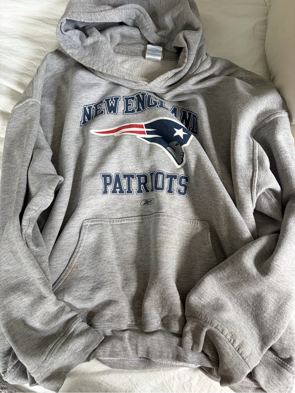 NFL Gray New England Patriots Pullover Hoodie with Logo